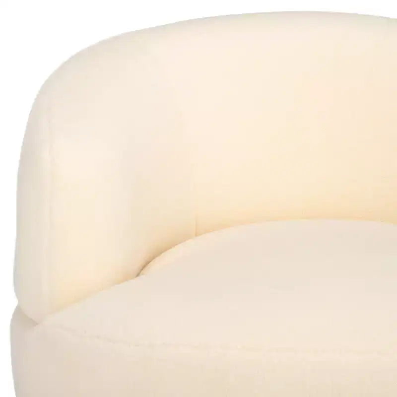 Fauteuil pivotant en fausse fourrure d'agneau, ivoire et or