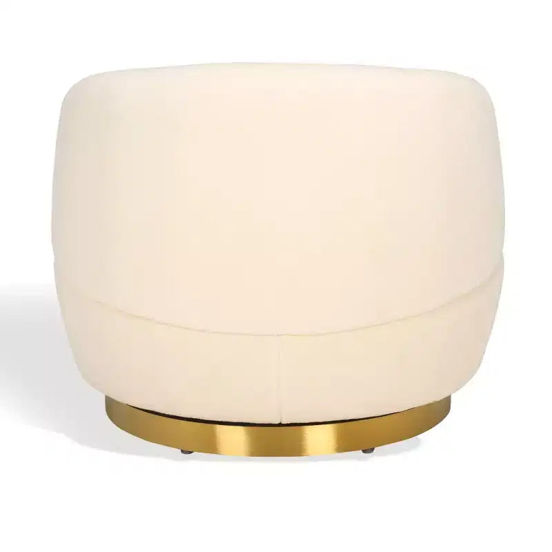 Fauteuil pivotant en fausse fourrure d'agneau, ivoire et or