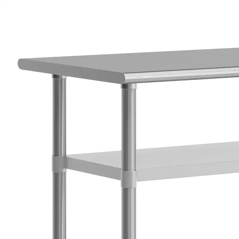 Table de préparation et de travail en acier inoxydable certifiée NSF 24x48 avec 2 étagères inférieures en acier galvanisé et 4 roulettes dont 2 verrouillables