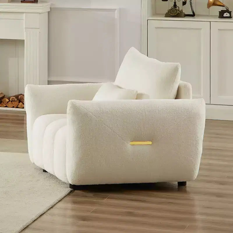 Canapé moderne en tissu Teddy - Fauteuil de salon rembourré avec un oreiller, idéal pour appartement, bureau, salon et chambre à coucher