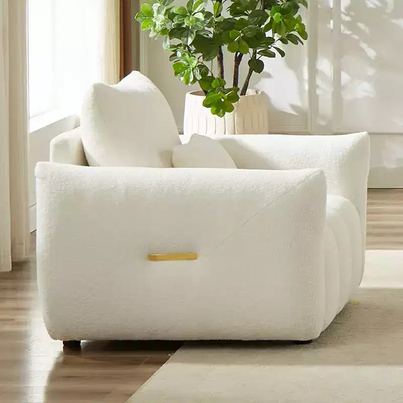 Canapé moderne en tissu Teddy - Fauteuil de salon rembourré avec un oreiller, idéal pour appartement, bureau, salon et chambre à coucher