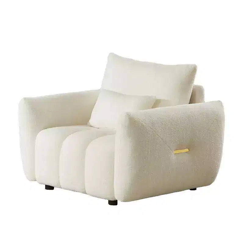 Canapé moderne en tissu Teddy - Fauteuil de salon rembourré avec un oreiller, idéal pour appartement, bureau, salon et chambre à coucher