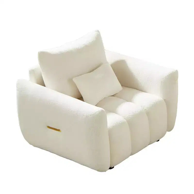 Canapé moderne en tissu Teddy - Fauteuil de salon rembourré avec un oreiller, idéal pour appartement, bureau, salon et chambre à coucher