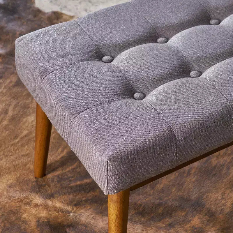 Pouf capitonné en bois d'hévéa, style moderne du milieu du siècle, 112 cm