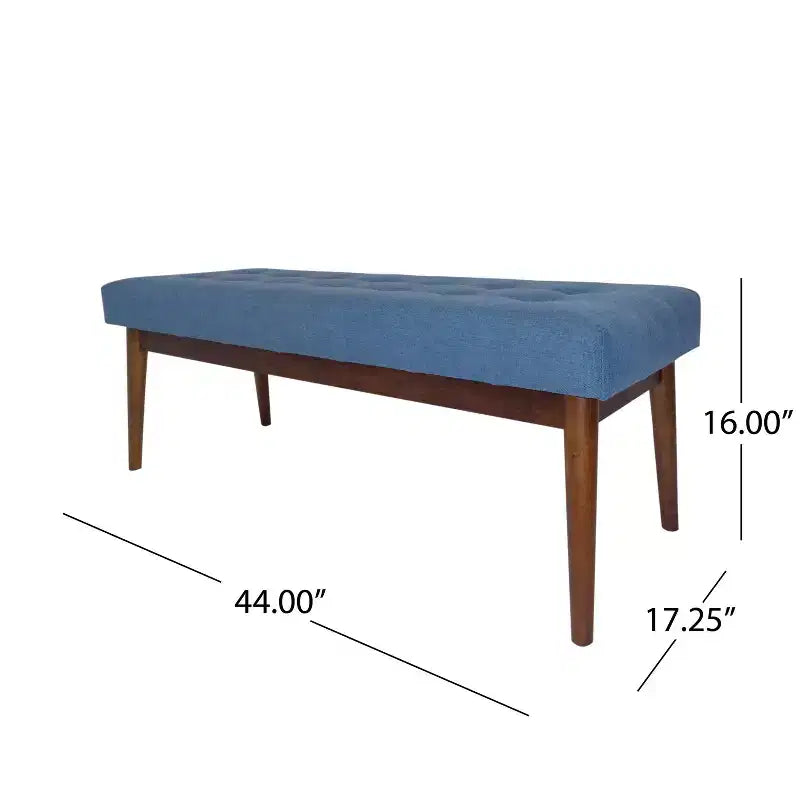 Pouf capitonné en bois d'hévéa, style moderne du milieu du siècle, 112 cm