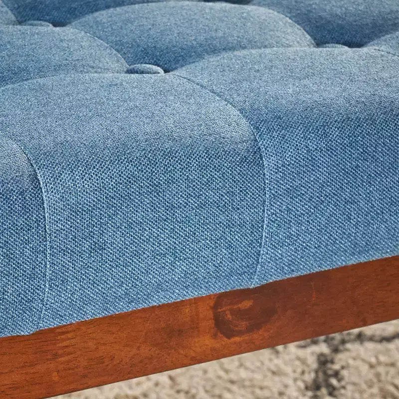 Pouf capitonné en bois d'hévéa, style moderne du milieu du siècle, 112 cm