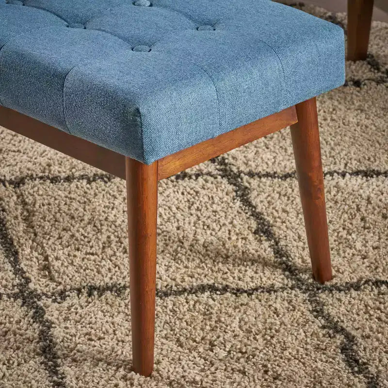 Pouf capitonné en bois d'hévéa, style moderne du milieu du siècle, 112 cm