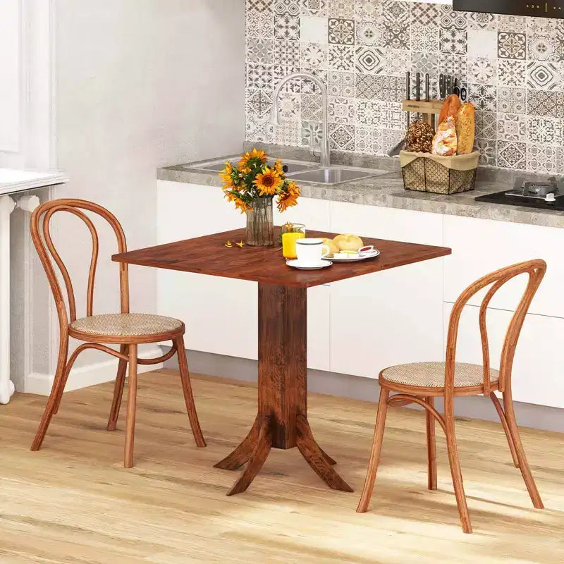 Square Dining Table with Pedestal Base 33" Wooden Kitchen Table for 2-4 People