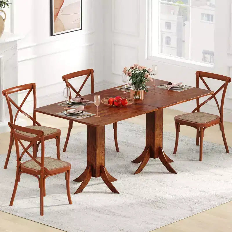 Square Dining Table with Pedestal Base 33" Wooden Kitchen Table for 2-4 People