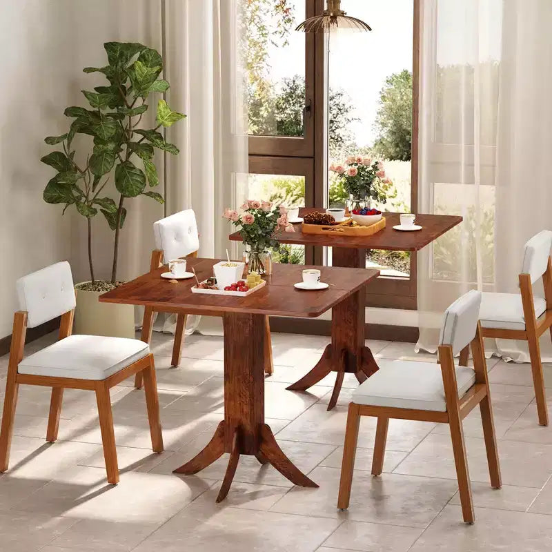 Table à manger carrée avec pied central, table de cuisine en bois de 33 po pour 2 à 4 personnes