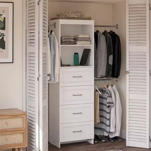 Organisateur de rangement de placard à 4 tiroirs, blanc