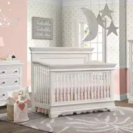 Lit de bébé convertible Flat Top - Blanc brossé