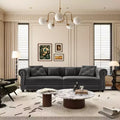 Canapé-lit gigogne 3 en 1, canapé-lit convertible King Size avec méridienne et pouf mobile, canapé 3 places en velours capitonné, gris anthracite