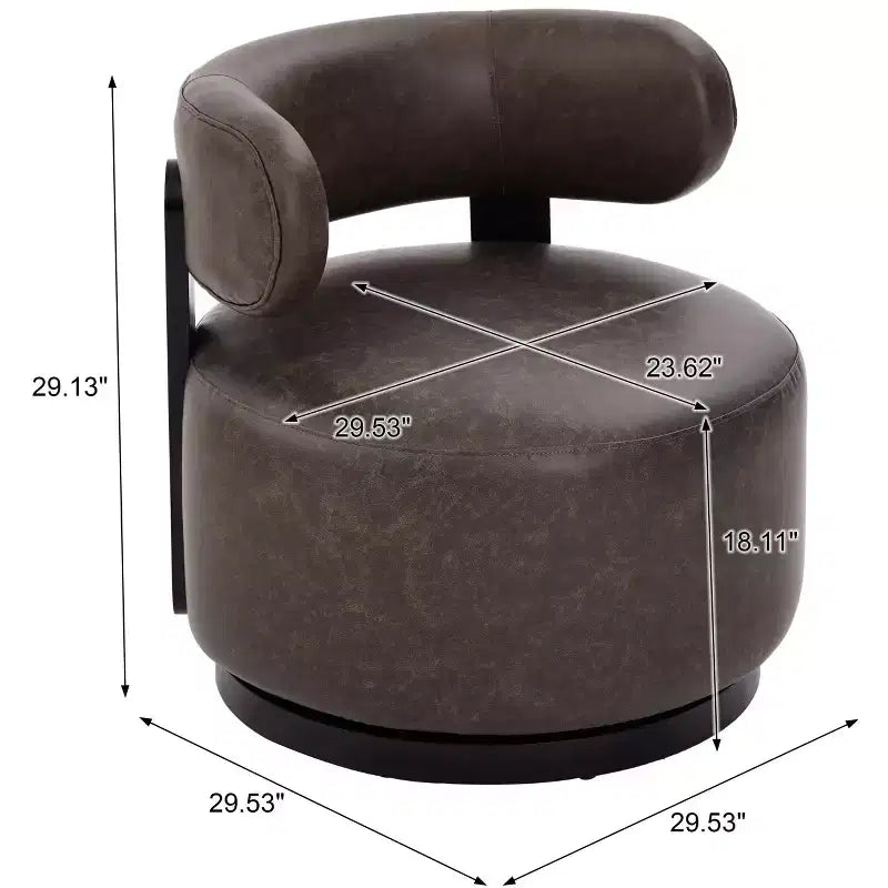 Rubber Wood Faux Leather Upholstered Swivel Club Chair