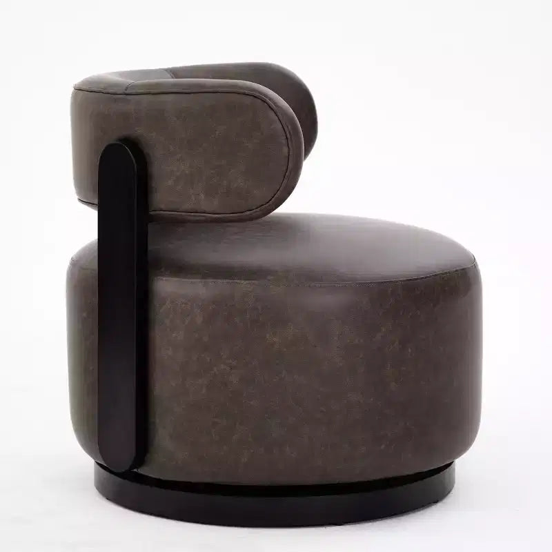 Rubber Wood Faux Leather Upholstered Swivel Club Chair