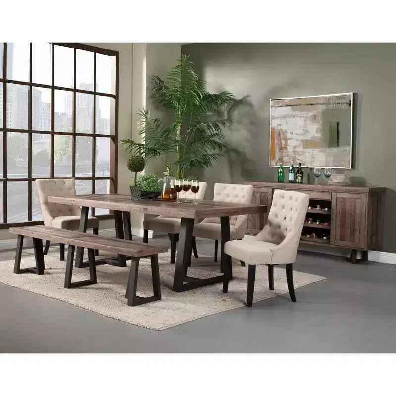 Dining Bench, Natural/Black