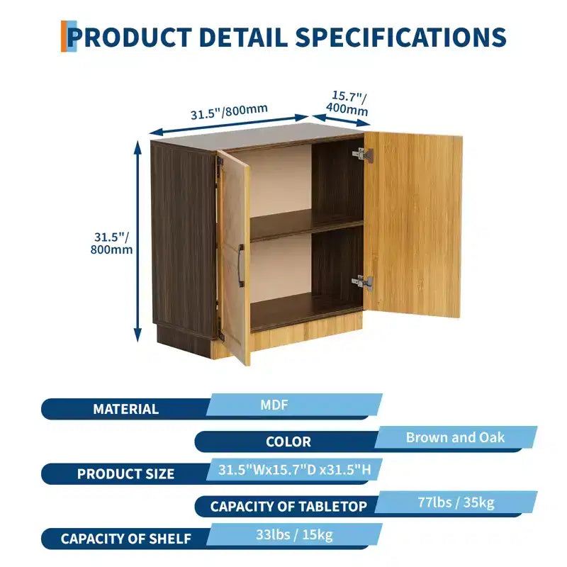Buffet de rangement avec portes et étagère réglable, meuble de cuisine pour café, salon ou salle à manger