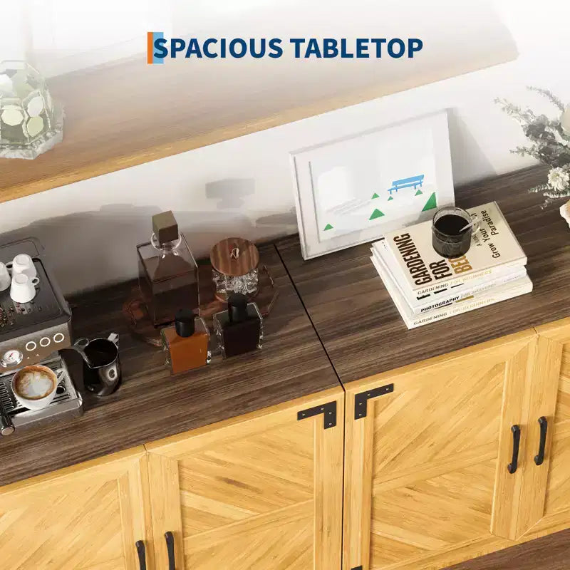 Sideboard Buffet Cabinet with Storage, Kitchen Buffet Coffee Bar with Doors & Adjustable Shelf, for Living & Dining Room
