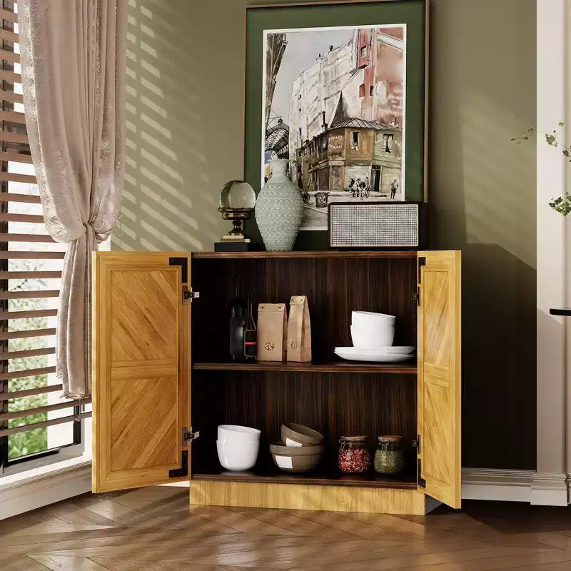 Buffet de rangement avec portes et étagère réglable, meuble de cuisine pour café, salon ou salle à manger