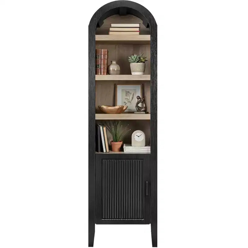 Armoire de rangement haute et étroite avec étagères réglables, Bibliothèque moderne à arcades à 4 niveaux