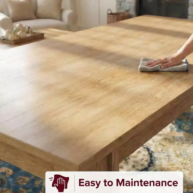 Dining Table for 6-8, Farmhouse Rectangular Kitchen Table with Wide H-Legs, Thick Top, Natural Wood Finish