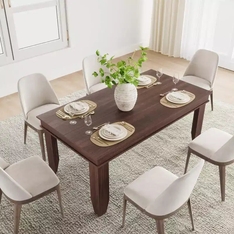 Table à manger de style ferme pour 4 à 6 personnes, table de cuisine rectangulaire en bois avec cadre en bois robuste, grande table à dîner pour salle à manger et appartement