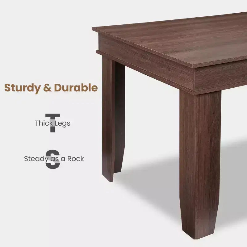 Table à manger de style ferme pour 4 à 6 personnes, table de cuisine rectangulaire en bois avec cadre en bois robuste, grande table à dîner pour salle à manger et appartement