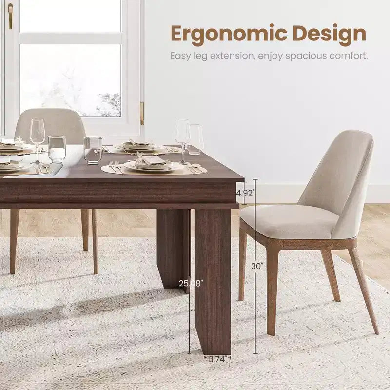 Table à manger de style ferme pour 4 à 6 personnes, table de cuisine rectangulaire en bois avec cadre en bois robuste, grande table à dîner pour salle à manger et appartement