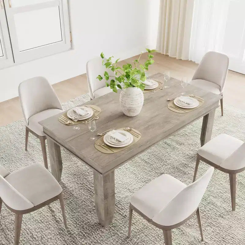 Table à manger de style ferme pour 4 à 6 personnes, table de cuisine rectangulaire en bois avec cadre en bois robuste, grande table à dîner pour salle à manger et appartement