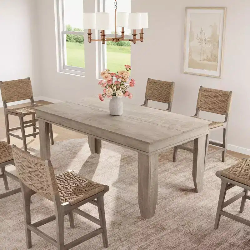 Table à manger de style ferme pour 4 à 6 personnes, table de cuisine rectangulaire en bois avec cadre en bois robuste, grande table à dîner pour salle à manger et appartement