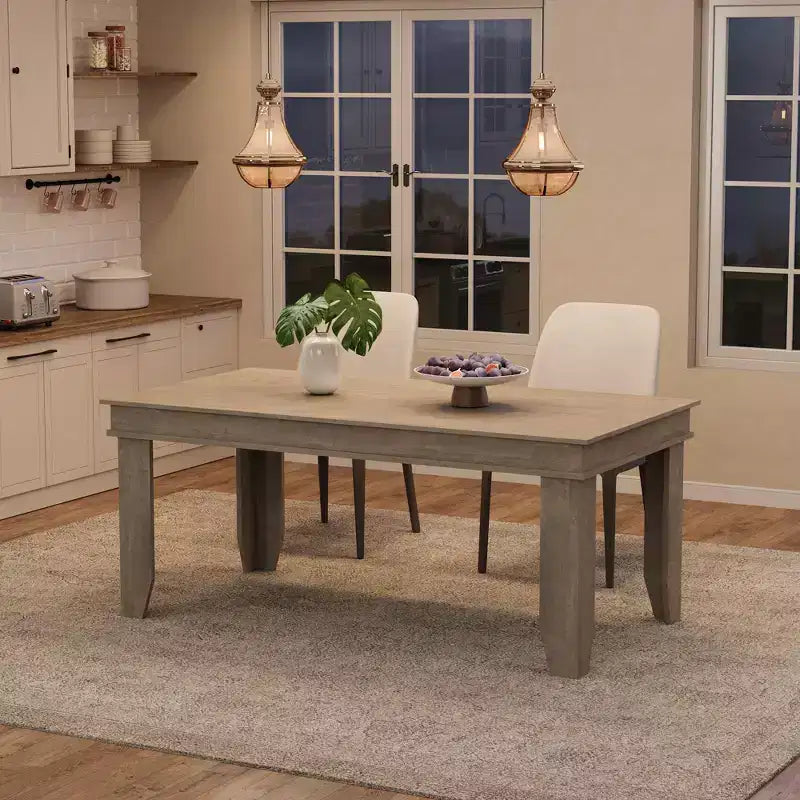 Table à manger de style ferme pour 4 à 6 personnes, table de cuisine rectangulaire en bois avec cadre en bois robuste, grande table à dîner pour salle à manger et appartement