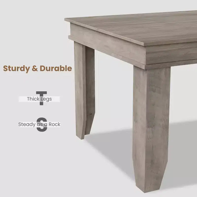 Table à manger de style ferme pour 4 à 6 personnes, table de cuisine rectangulaire en bois avec cadre en bois robuste, grande table à dîner pour salle à manger et appartement