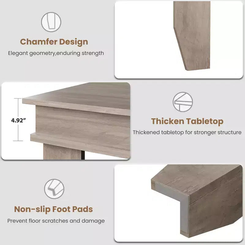 Table à manger de style ferme pour 4 à 6 personnes, table de cuisine rectangulaire en bois avec cadre en bois robuste, grande table à dîner pour salle à manger et appartement
