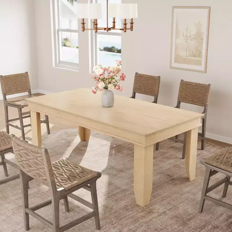 Table à manger de style ferme pour 4 à 6 personnes, table de cuisine rectangulaire en bois avec cadre en bois robuste, grande table à dîner pour salle à manger et appartement