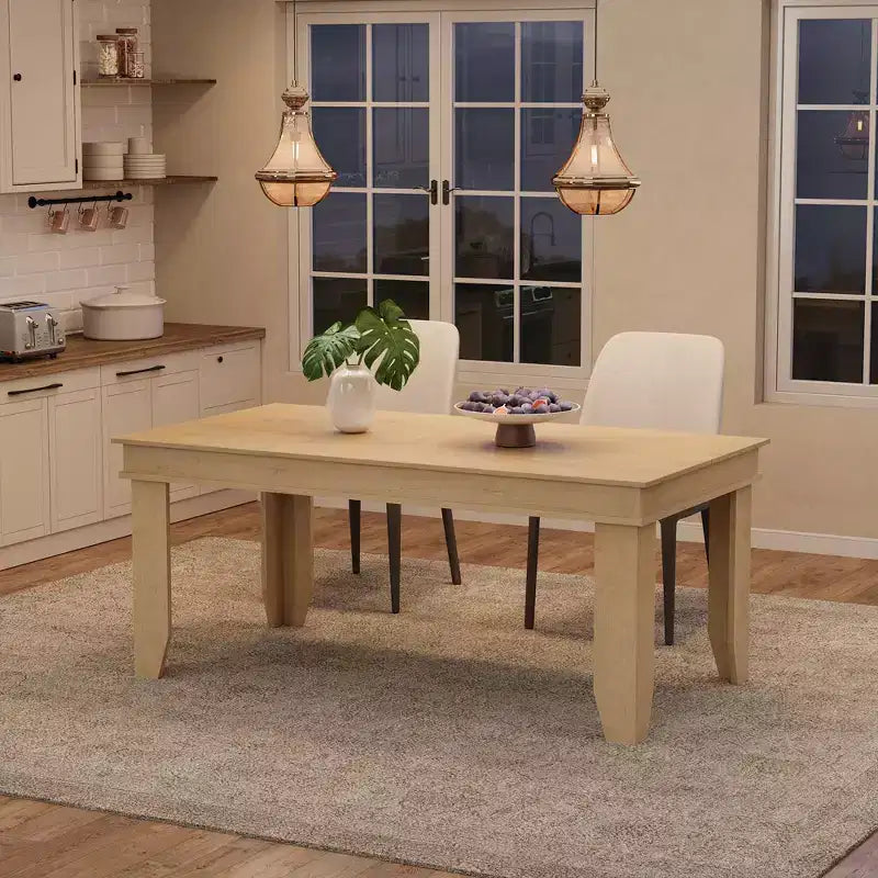 Table à manger de style ferme pour 4 à 6 personnes, table de cuisine rectangulaire en bois avec cadre en bois robuste, grande table à dîner pour salle à manger et appartement