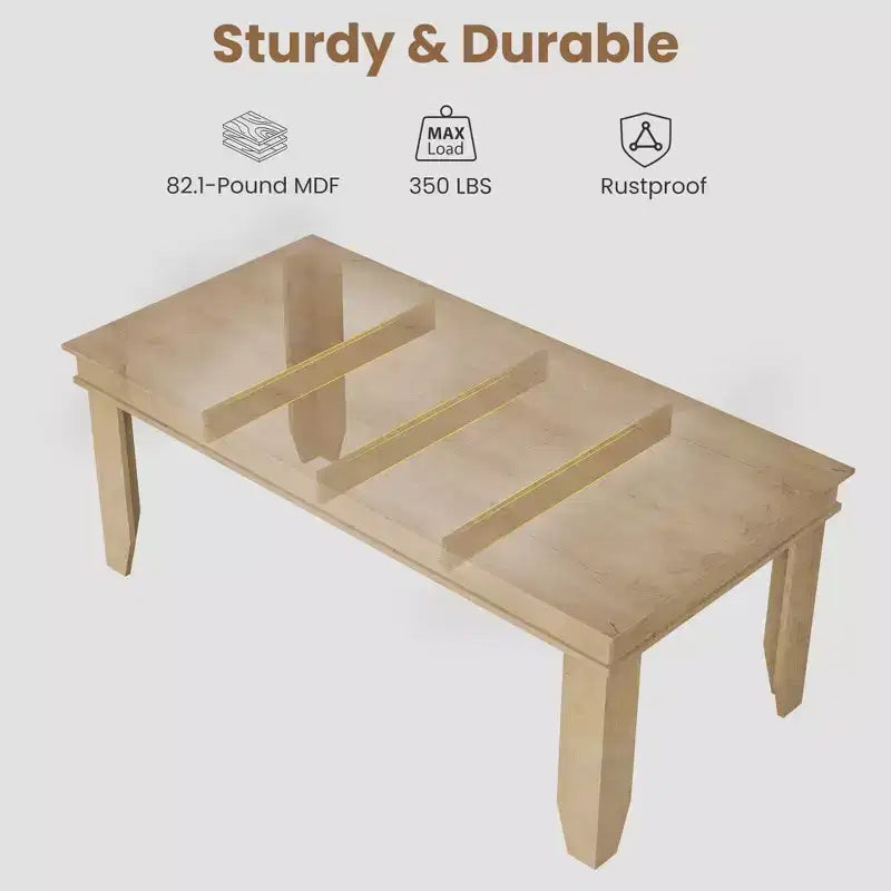 Table à manger de style ferme pour 4 à 6 personnes, table de cuisine rectangulaire en bois avec cadre en bois robuste, grande table à dîner pour salle à manger et appartement