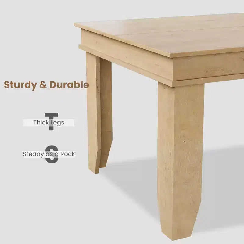 Table à manger de style ferme pour 4 à 6 personnes, table de cuisine rectangulaire en bois avec cadre en bois robuste, grande table à dîner pour salle à manger et appartement