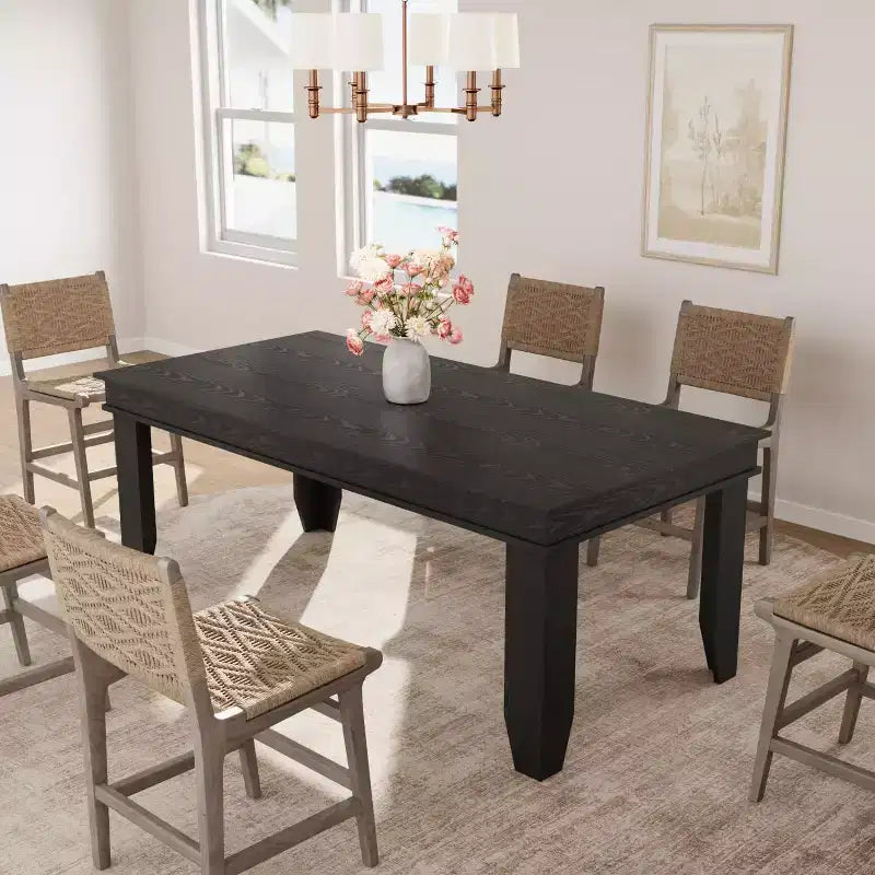 Farmhouse Dining Table for 4-6 People, Rectangular Wood Kitchen Table with Sturdy Wooden Frame, Large Dinner Table for Dining Room and Apartment