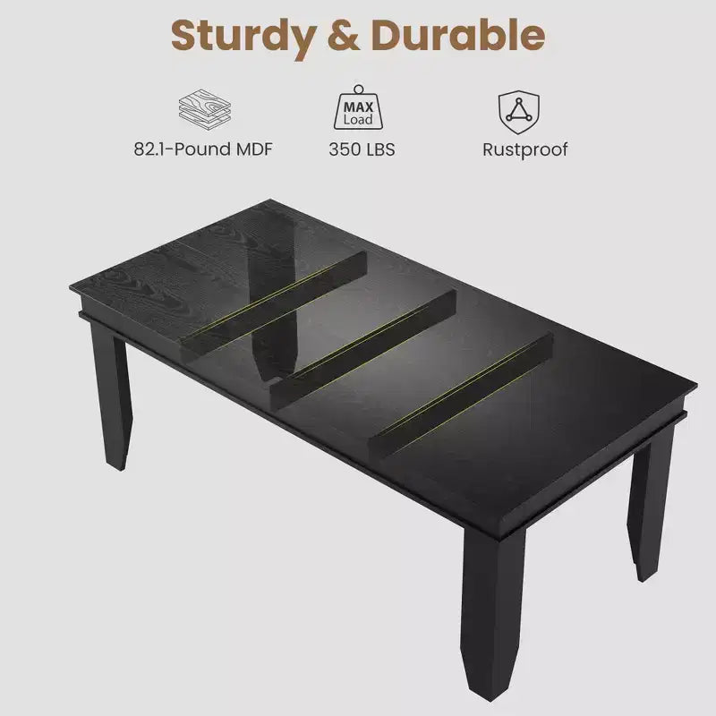 Farmhouse Dining Table for 4-6 People, Rectangular Wood Kitchen Table with Sturdy Wooden Frame, Large Dinner Table for Dining Room and Apartment