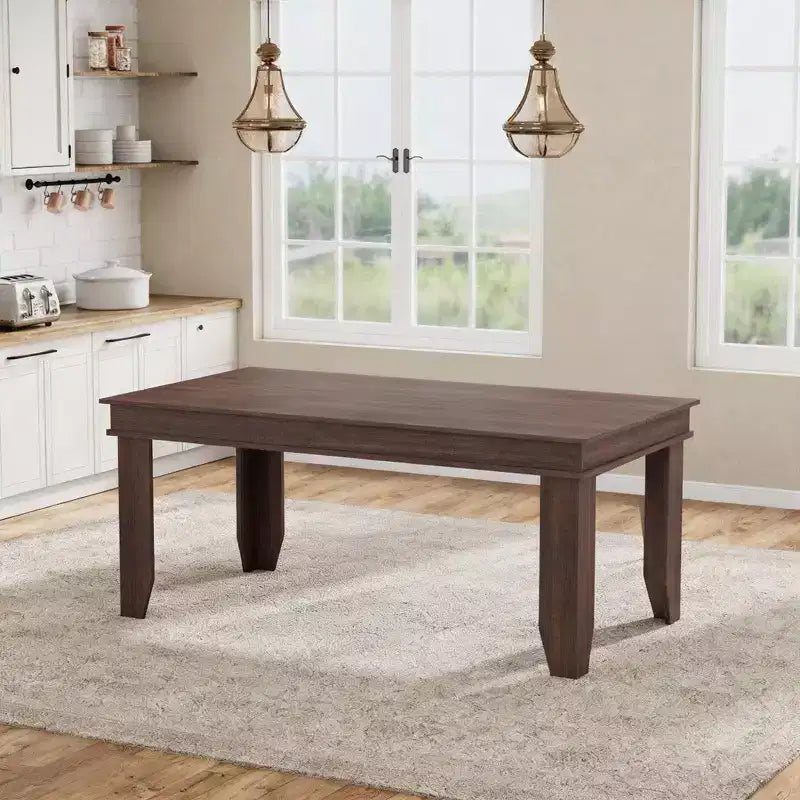 Farmhouse Dining Table for 4-6 People, Rectangular Wood Kitchen Table with Sturdy Wooden Frame, Large Dinner Table for Dining Room and Apartment