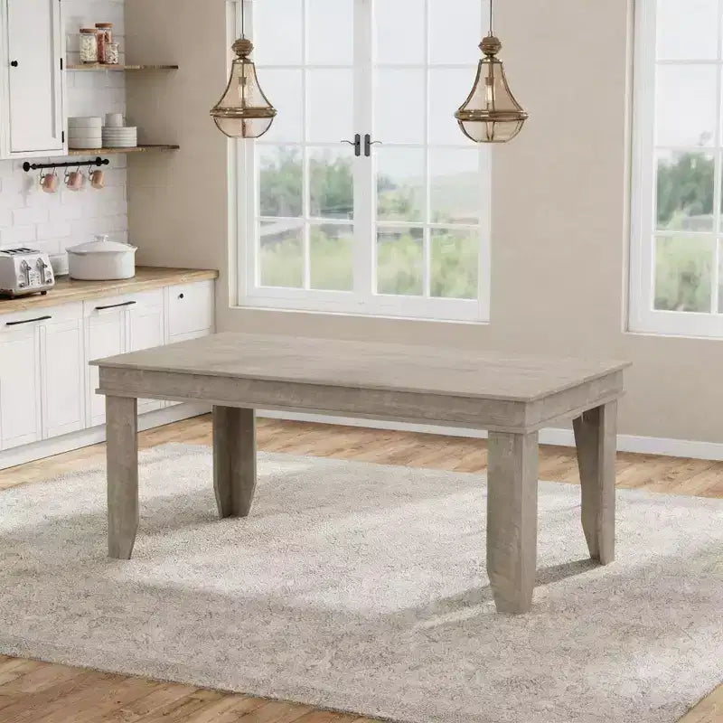 Farmhouse Dining Table for 4-6 People, Rectangular Wood Kitchen Table with Sturdy Wooden Frame, Large Dinner Table for Dining Room and Apartment