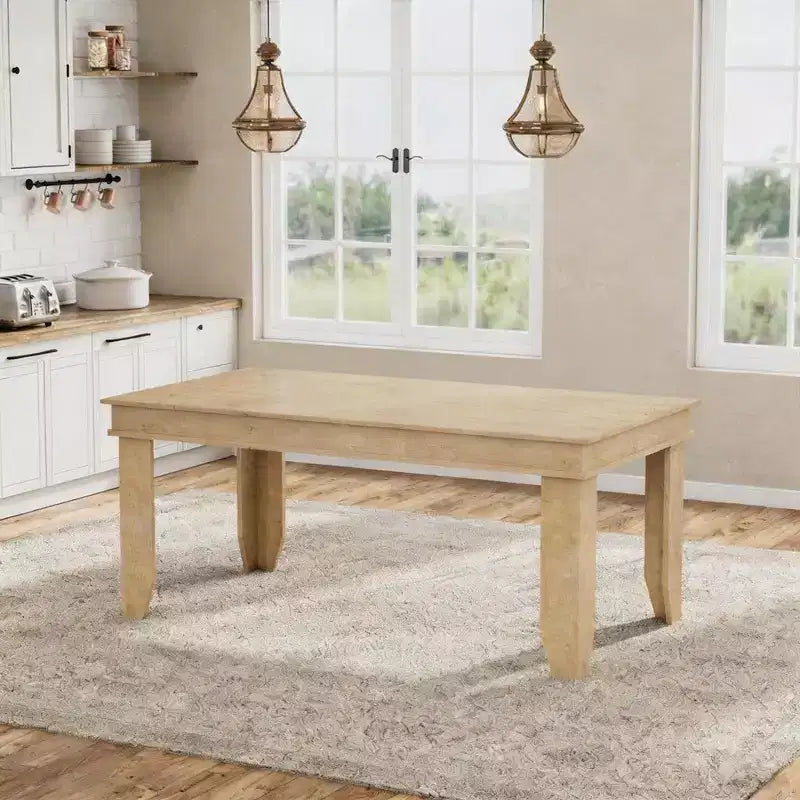 Farmhouse Dining Table for 4-6 People, Rectangular Wood Kitchen Table with Sturdy Wooden Frame, Large Dinner Table for Dining Room and Apartment