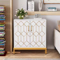 Bahut de buffet, meuble de rangement moderne avec portes et étagères, 30.9W14.3D33.3H, blanc/doré pour cuisine/bureau/salle à manger/salon