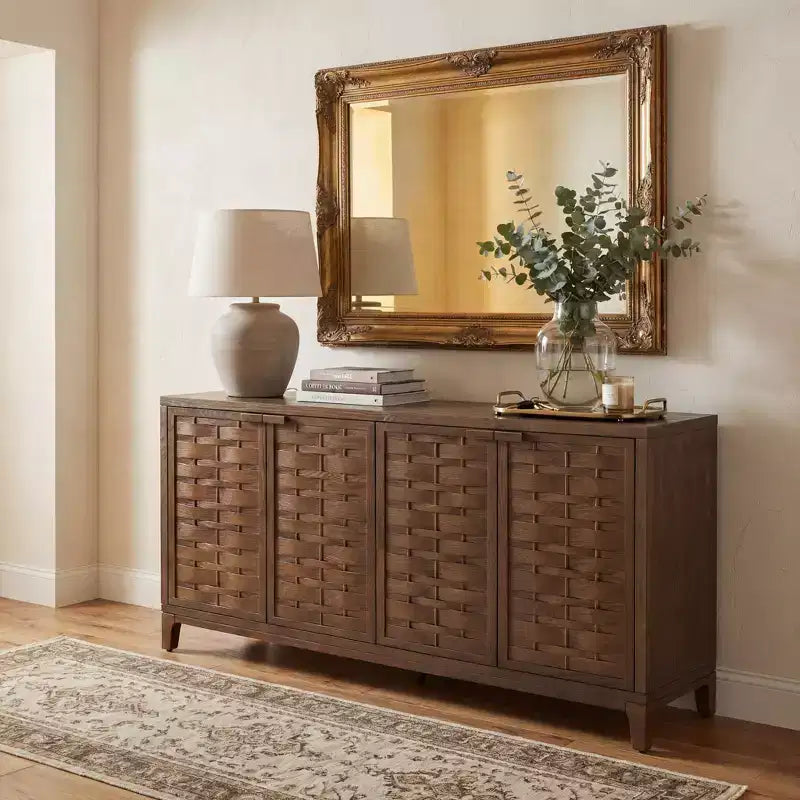 Bahut tissé 3D 4 portes de style moderne du milieu du siècle