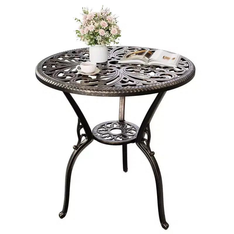 Outdoor Lightweight Cast Aluminum Dining Table, Durable & Easy to Assemble for Patio and Garden Use