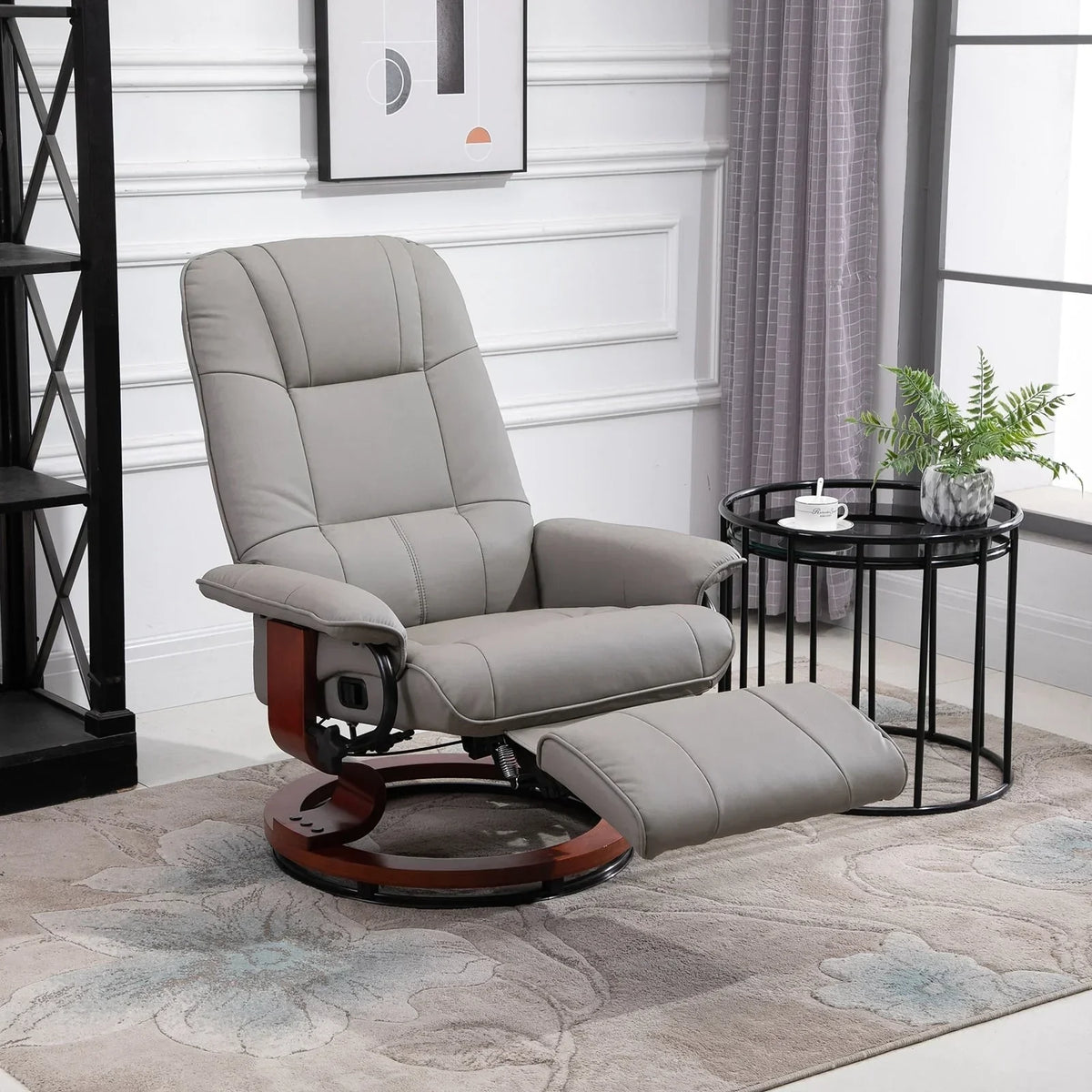 Fauteuil inclinable manuel pivotant en similicuir HomCom avec repose-pieds confortable et relaxant