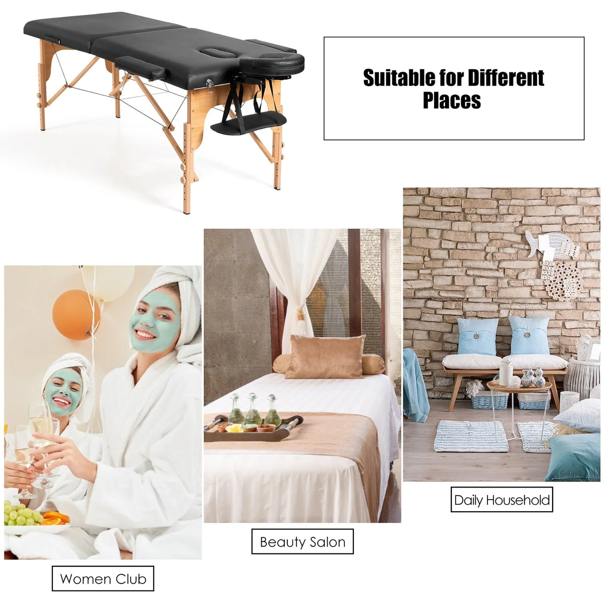 Table de Massage Portable 84L Réglable pour Soins du Visage, Tatouage, avec Housse de Transport