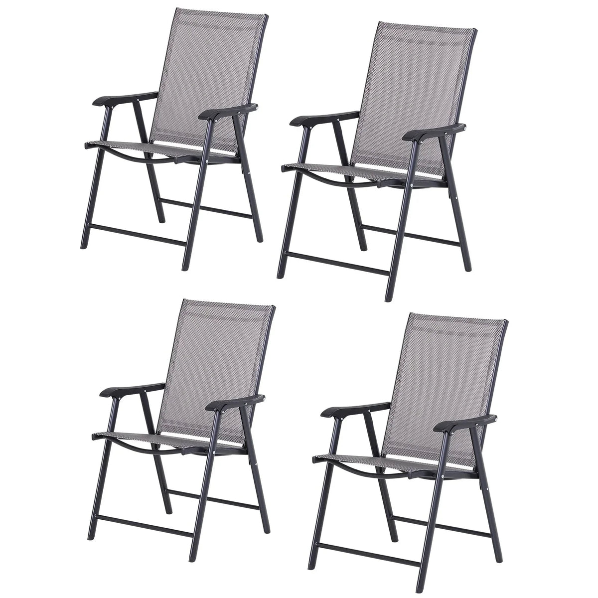 Lot de 4 chaises pliantes Outsunny au design simple et élégant, confortables pour la terrasse, le jardin et les voyages