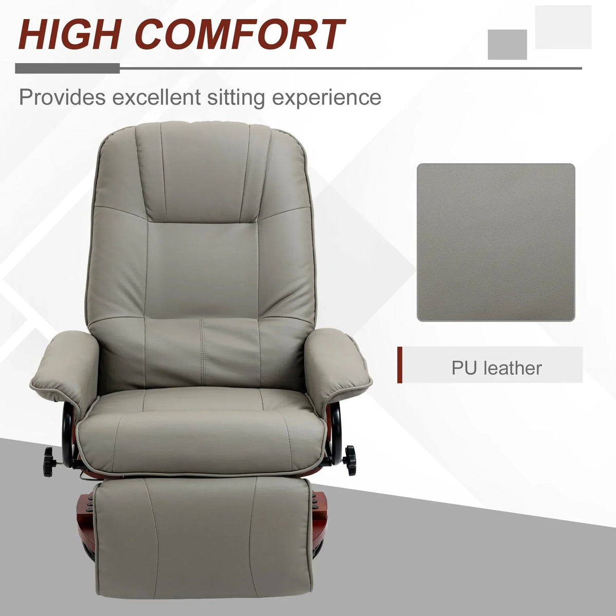 Fauteuil inclinable manuel pivotant en similicuir HomCom avec repose-pieds confortable et relaxant