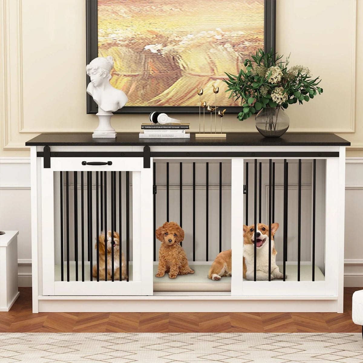 Résidence pour animaux de compagnie avec renfort en tube de fer Cage pour chien élégante et robuste
